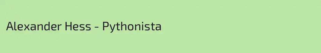 Alexander Hess - Pythonista